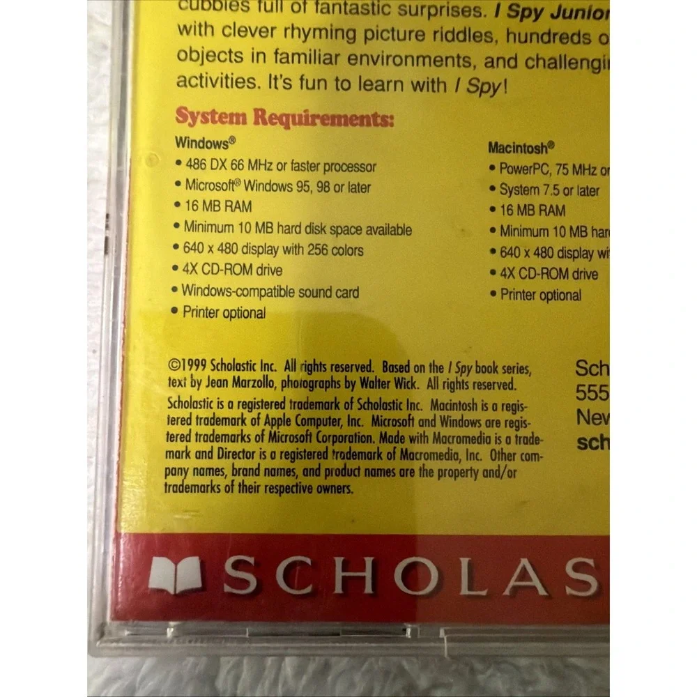 I Spy Junior Scholastic 1999 PC CD ROM Parents Guide WIN MAC VTG Ages 3-5